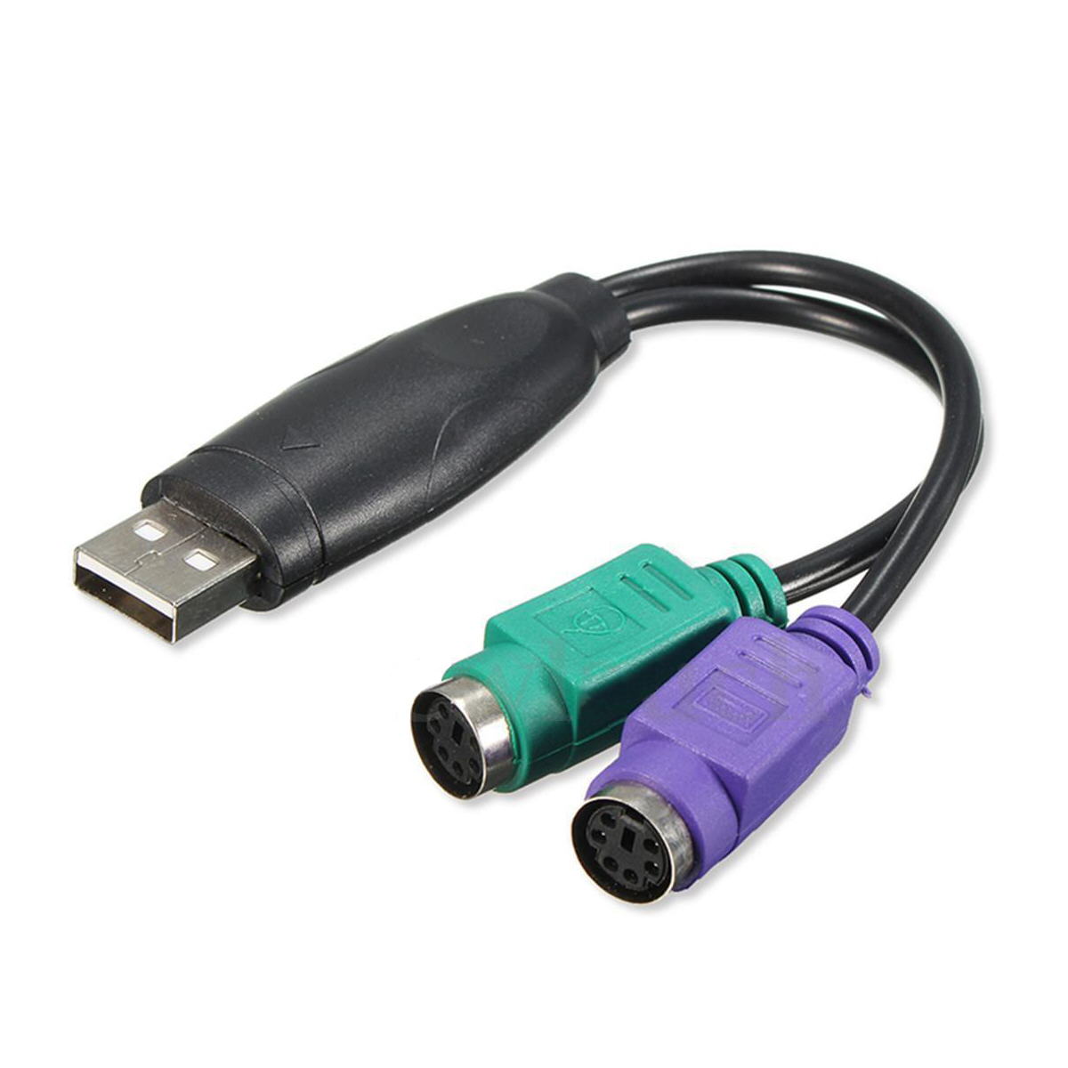Adaptateur PS/2 Vers USB - Lot De 2 - Pour Connecter Un Ancien Clavier Ou Souris PS/2 Sur Un Port USB Moderne